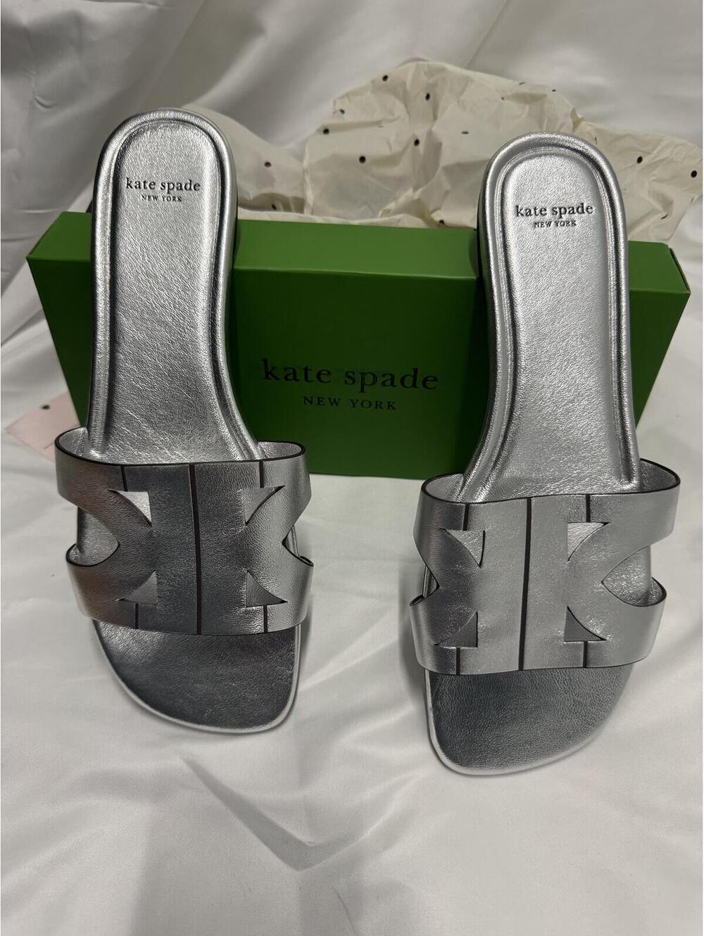 Kate Spade Silver Slide Sandals